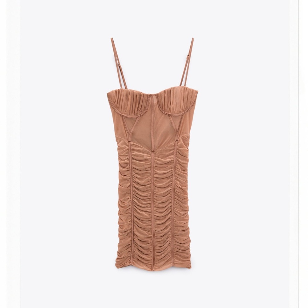 ZARA Ruched Tulle Corset Dress. NEW with tag.
